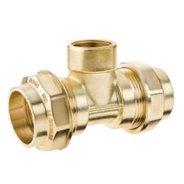 Beulco Messing T-stuk PN10 32mm x 3/4" 2x klem/binnendraad 90°