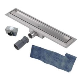 RVS Douchegoot met tegelrooster, vloerflens 600x70mm zij-uitloop 40mm