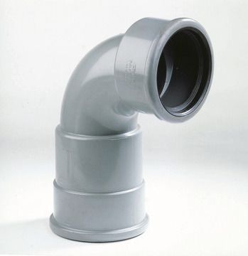 PVC Flexibele bocht 125mm SN8 80mm zetting 2x mof 90° grijs - DYK